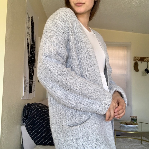 Kaisley Long Gray Knit Cardigan 